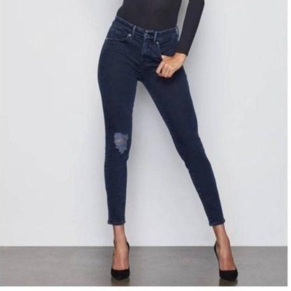 GOOD AMERICAN Good Legs High Rise Skinny Distressed Jeans Blue308 Womens 27